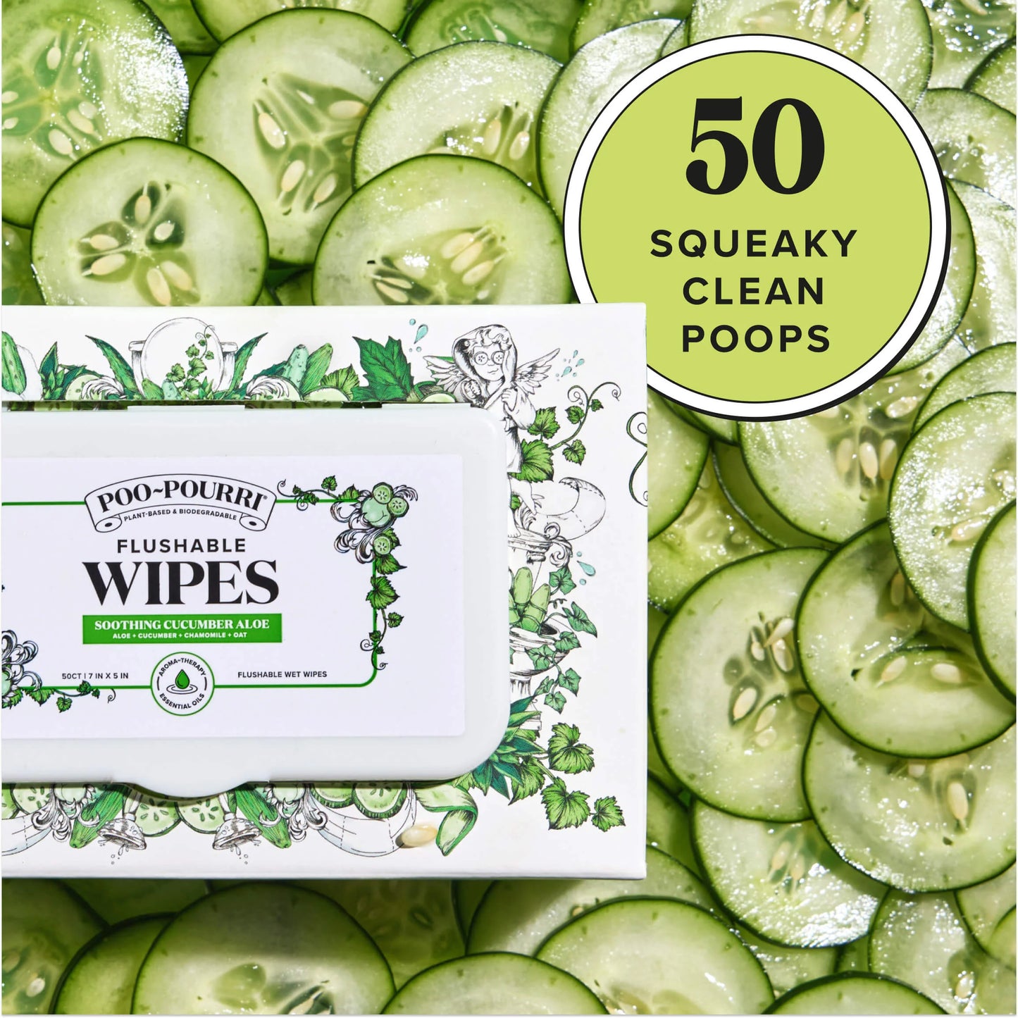 Cucumber Aloe Flushable Wipes - Poo~Pourri