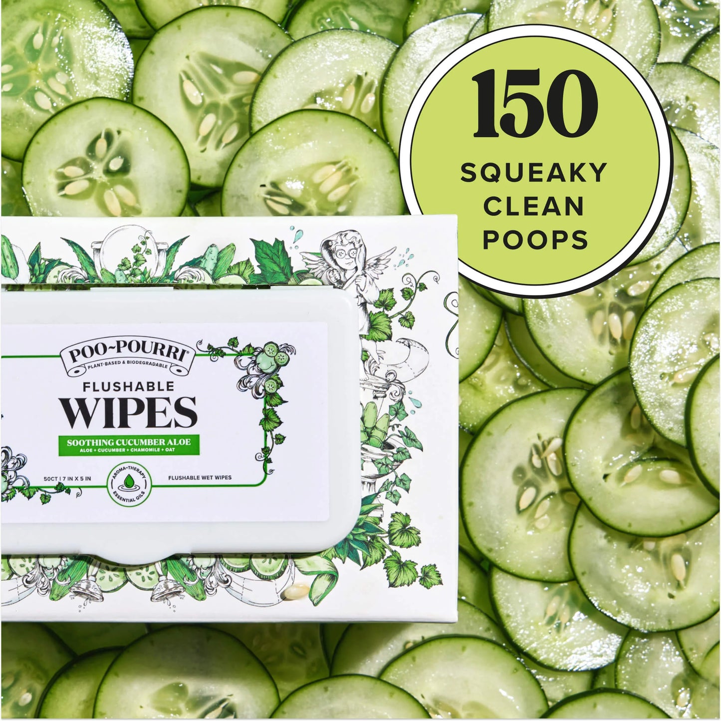 Cucumber Aloe Flushable Wipes - Poo~Pourri