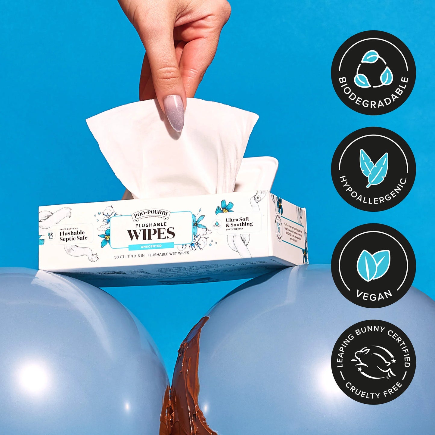 Unscented Flushable Wipes - Poo~Pourri