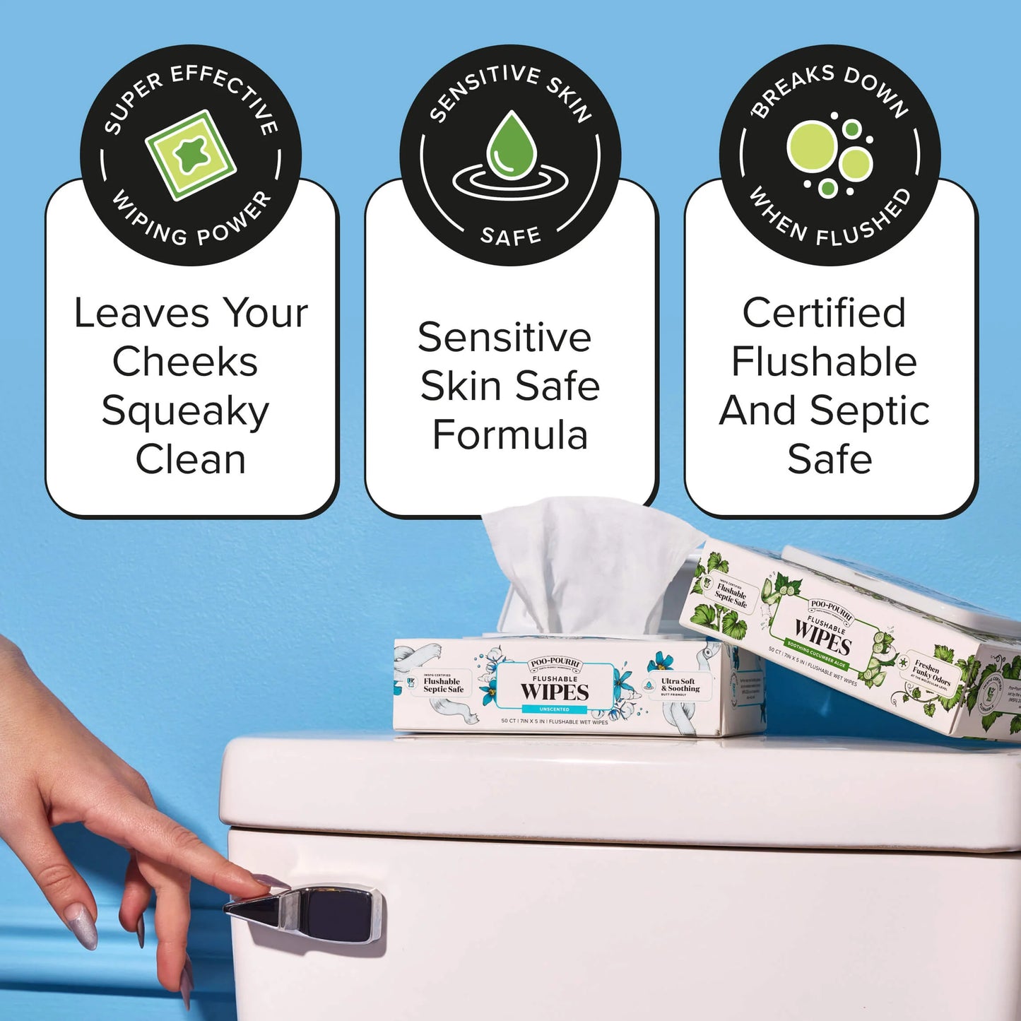 Cucumber Aloe Flushable Wipes - Poo~Pourri